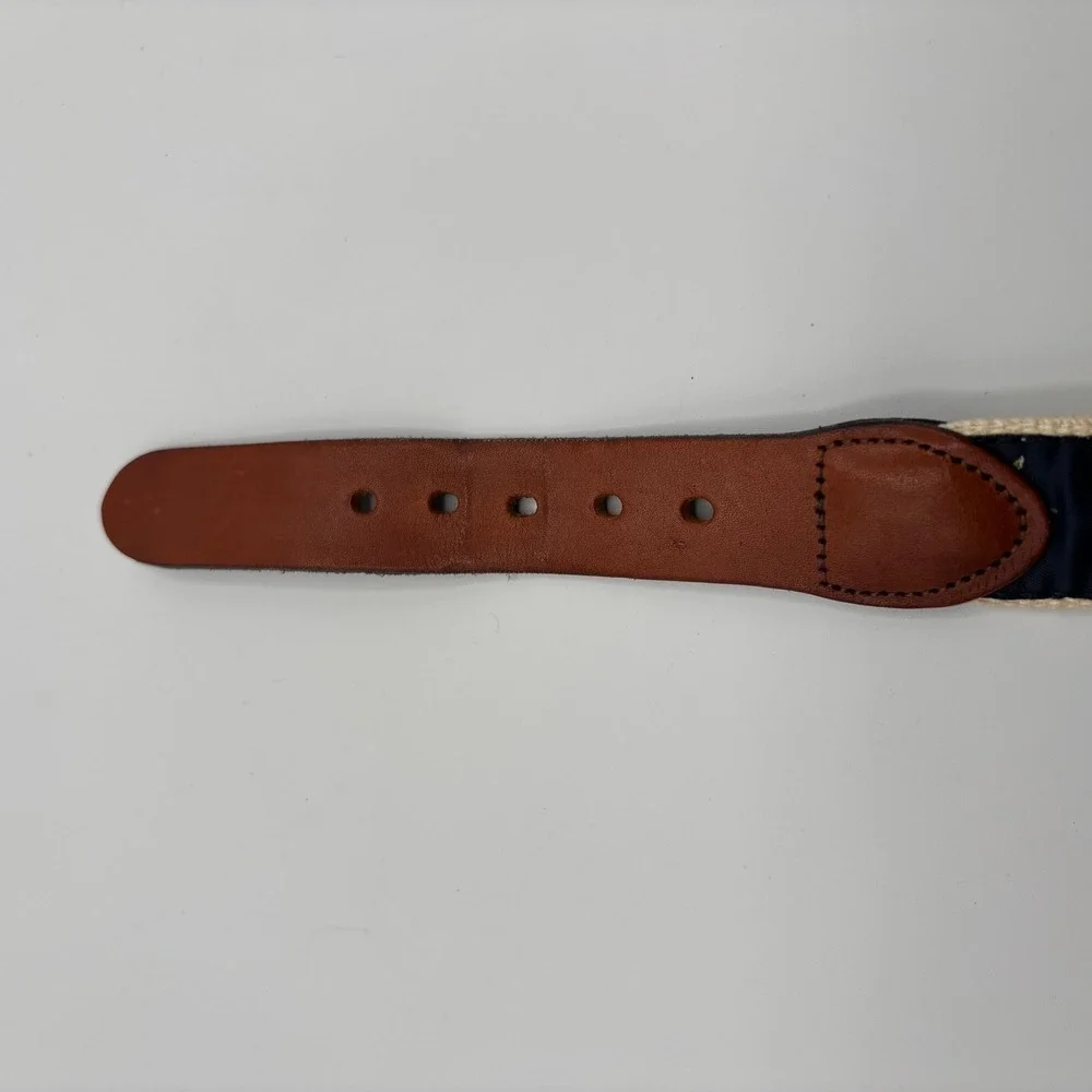 Leather Man Ltd. Canvas Belt Mens 44 Mahi Dorado Fish Embroidery Brass Buckle